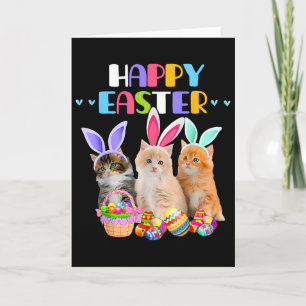 Carte Joyeux lapin de Pâques Chat Œufs Panier Hommes Fem