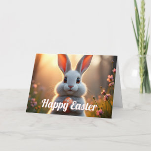 Carte Joyeux lapin de Pâques dans la magie du printemps