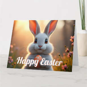 Carte Joyeux lapin de Pâques dans la magie du printemps