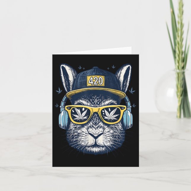 Carte Joyeux lapin de Pâques Hommes Fumer de l'herbe Pâq (Devant)