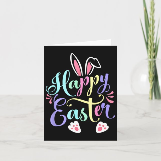 Carte Joyeux lapin de Pâques Printemps Oeufs de Pâques C (Devant)