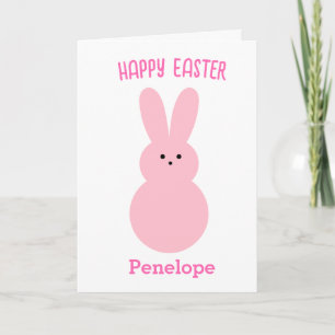 Carte Joyeux lapin de Pâques rose
