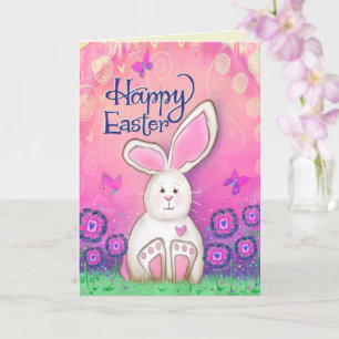 Carte Joyeux Lapin Pâques Rose Fille Mignonne Inspirivit