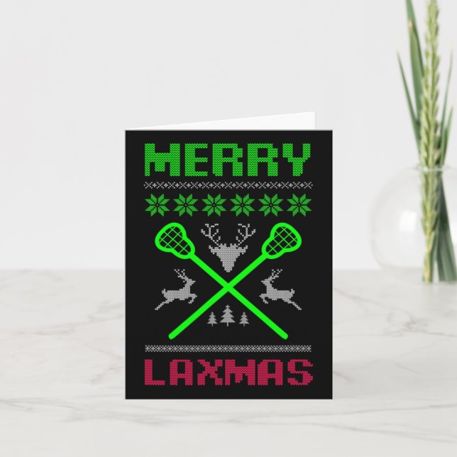 Carte Joyeux Laxmas Vilain Design Lacrosse Noël (Devant)