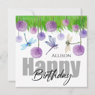Carte Joyeux libellules d'anniversaire Fleurs sauvages A