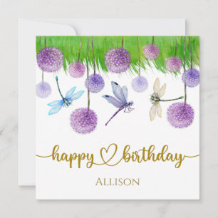 Carte Joyeux libellules d'anniversaire Fleurs sauvages A