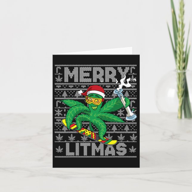 Carte Joyeux Litmas Snowboard Noël laid (Devant)