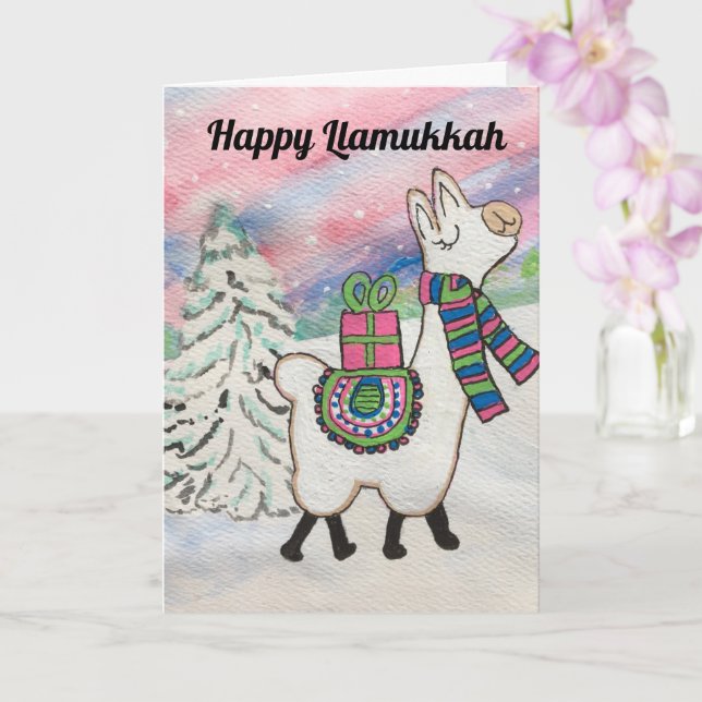 Carte Joyeux Llamukkah Hanoukka Holiday (Orchidée)