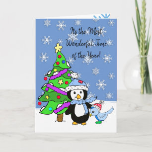 Carte Joyeux manchot de Noël personnalisé