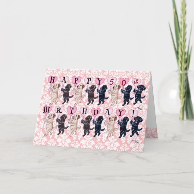 Carte Joyeux Marching Labradors Anniversaire (Devant)