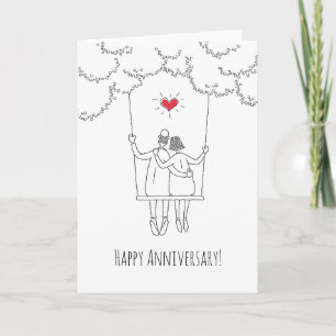 Carte Joyeux Mariage Anniversaire Red Heart Couple