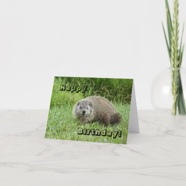 Carte Joyeux marmotte d'anniversaire (Devant)
