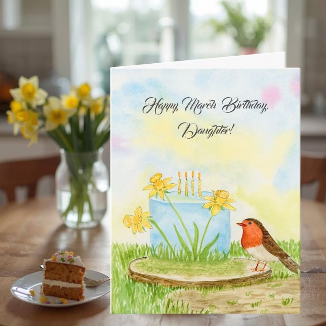 Carte Joyeux Mars Anniversaire Fille Jonquilles (Créateur téléchargé)