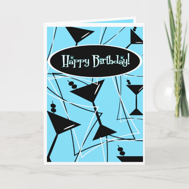 Carte Joyeux Martini d'anniversaire en bleu (Devant)