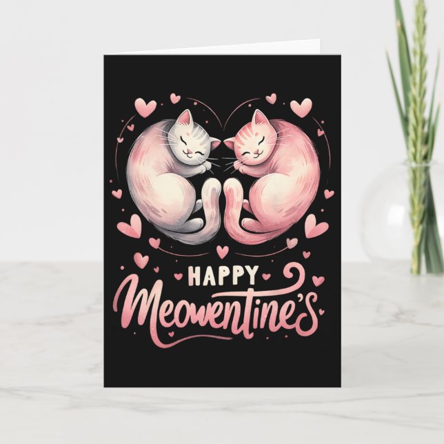 Carte Joyeux Meowentin de la Saint-Valentin pour les amo (Devant)