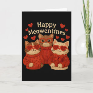 Carte Joyeux Meowentines Chat Fil Crochet Coquette Migno