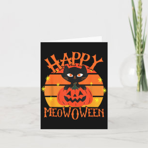 Carte Joyeux Meowoween Halloween Chat Noir Citrouille