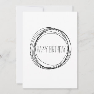 Carte Joyeux minimaliste d'anniversaire noir et blanc