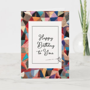 Carte Joyeux Motif de courtepointe d'anniversaire avec a