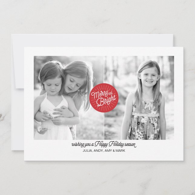 Carte Joyeux n Bright 2 Photo Holiday Card (Devant)