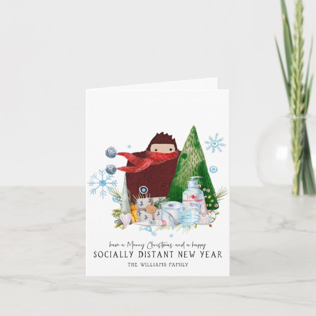 Carte Joyeux Noël 2020 Bonne Année Sociale Distante (Devant)