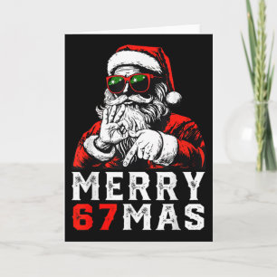 Carte Joyeux Noël 6 7 Mème Drôle Santa 67 Main Xmas