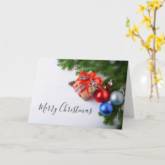 Carte Joyeux Noël À feuillage persistant Noël Ornements  (Fleur jaune)