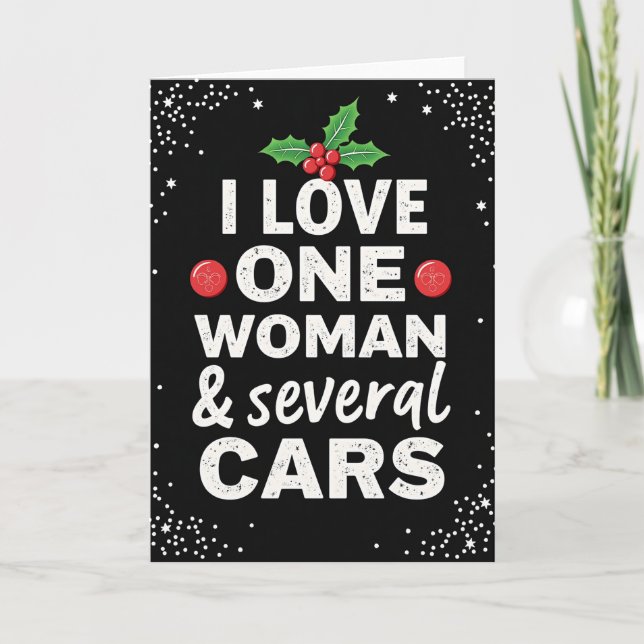 Carte Joyeux Noël à ma femme et à mes voitures (Devant)