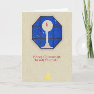 Carte Joyeux Noël à mon ami Gravure sur bois japonaise