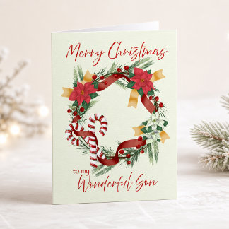 Carte Joyeux Noël à mon fils merveilleux Couronne