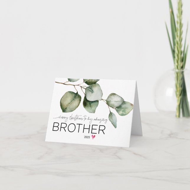 Carte Joyeux Noël à mon frère mignon frère Noël (Devant)