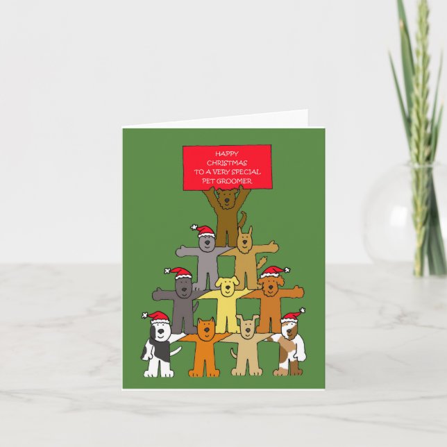 Carte Joyeux Noël à Pet Groomer (Devant)