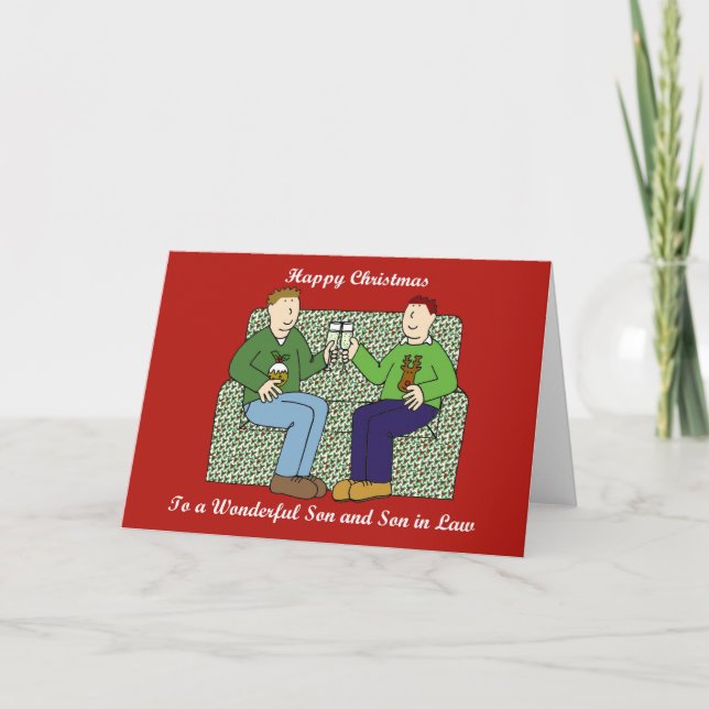 Carte Joyeux Noël à son fils et à son beau-fils (Devant)