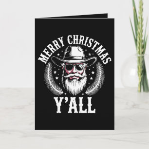 Carte Joyeux Noël à tous Cowboy Santa Ouest Occidental