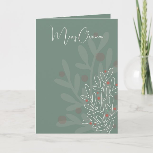 Carte Joyeux Noël abstrait floral gui (Devant)