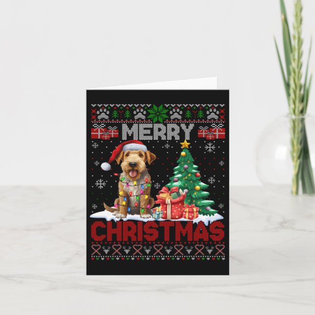 Carte Joyeux Noël Airedale Terrier Amoureux des chiens U (Devant)