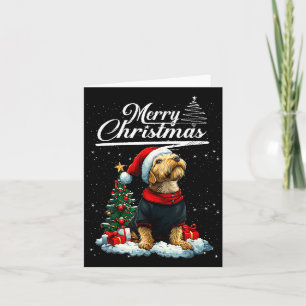 Carte Joyeux Noël Airedale Terrier Chapeau de Père Noël
