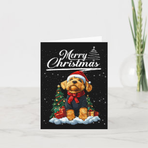 Carte Joyeux Noël Airedale Terrier Chapeau de Père Noël 