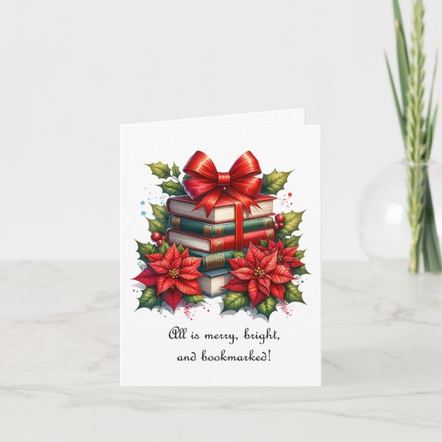 Carte Joyeux Noël amateur de livres (Devant)