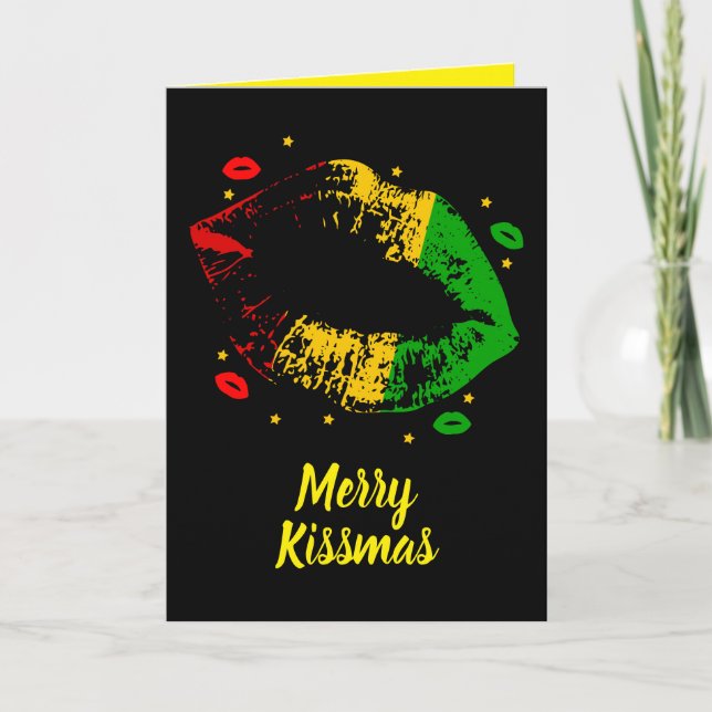 Carte Joyeux Noël Amour Rasta Jamaïcain (Devant)
