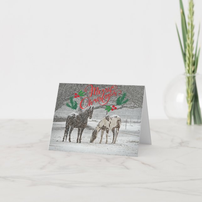 Carte Joyeux Noël Amoureux de Cheval (Devant)