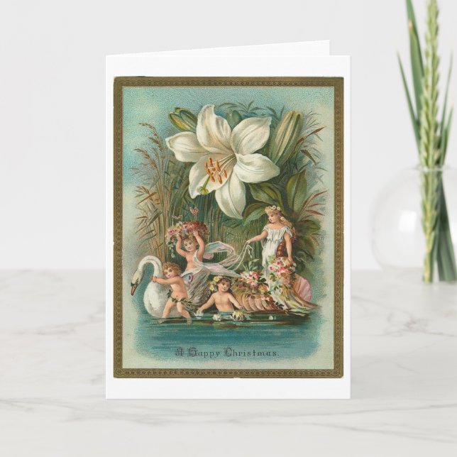 Carte Joyeux Noël, Anges et Fées, Victorien (Devant)