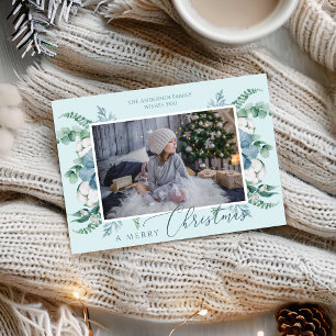 Carte Joyeux Noël aquarelle Botanique Fête Photo