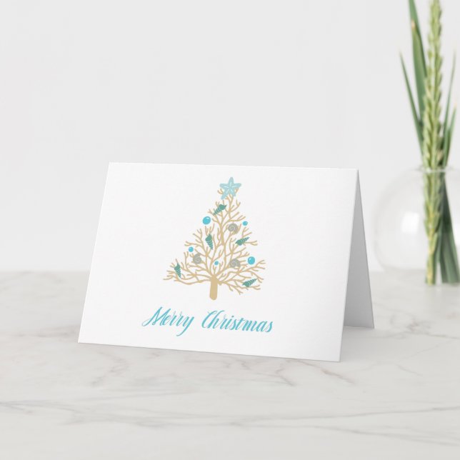 Carte Joyeux Noël Arbre de Noël Coquillage (Devant)