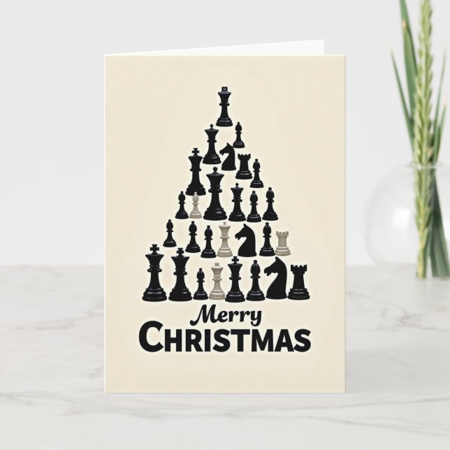 Carte Joyeux Noël Arbre d'Échecs (Devant)