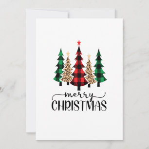 Carte Joyeux Noël Arbres à Carreaux Rouges Verts N