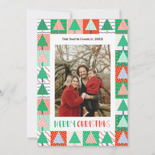 Carte Joyeux Noël Arbres de Noël Patchwork Modernes