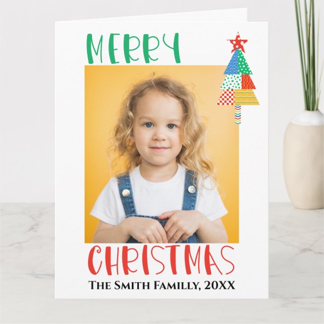 Carte Joyeux Noël Arbres de Noël Patchwork Modernes (Devant)