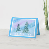 Joyeux Noël Arbres d'hiver Aquarelle