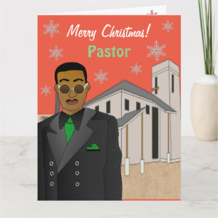 Carte Joyeux Noël au pasteur afro-américain de l'église